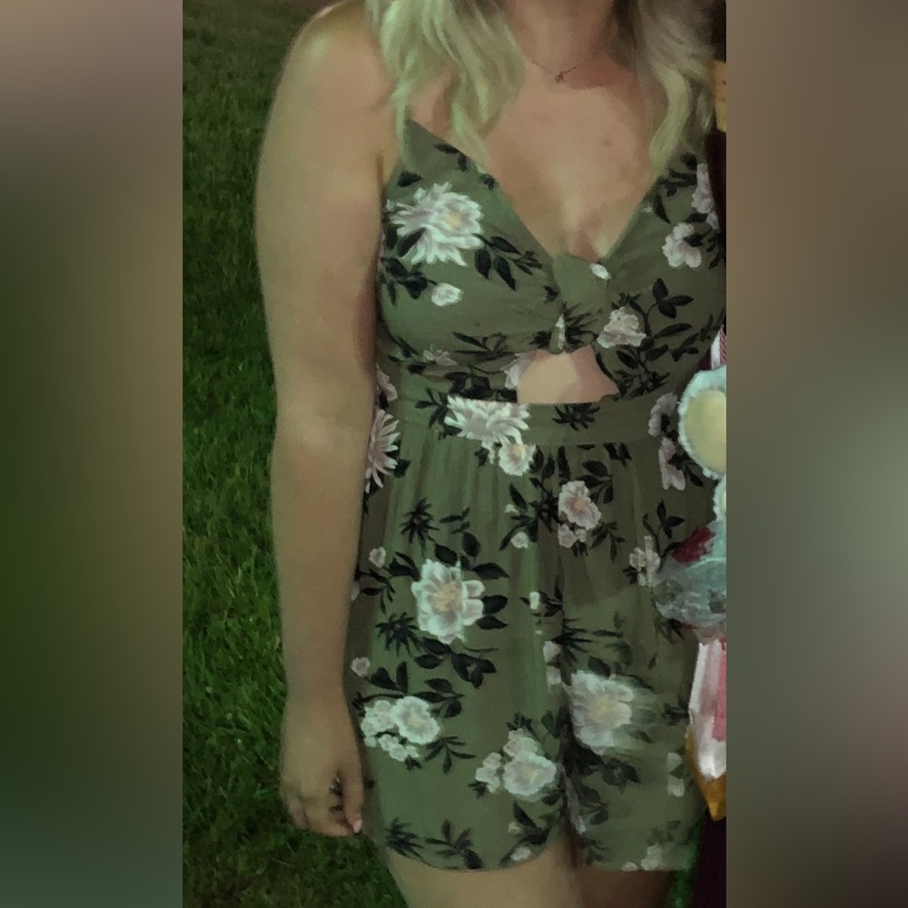 Green Floral Romper
